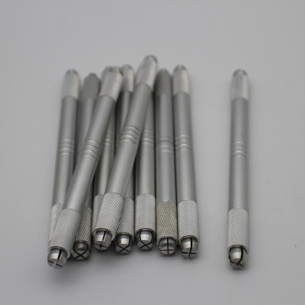 10 Pcs Two Used Microblading Pen Eyebrow Manual Tattoo Pen Permanent Makeup Needle Handmade Handle Tool 3D Cosmetic Tattoo
